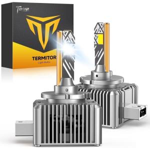 imageH1 Light Bulbs 50000LM 10X Super Brighter 11 Halogen Size 70000Hrs Lifespan 6500K White H1 Fog Lights with Cooling Fan Plug and Play Pack of 2D3S