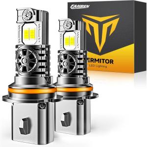 imageUpgraded H49003 Light bulb HiLow Beam50000LM 900 Super Brighter 6500K Cool White HB2 Fog Light Bulbs with Cooling Fan 11 Mini Halogen Size Plug and Play Pack of 29004