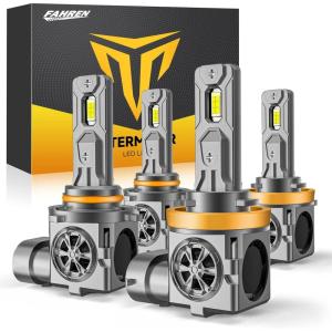 imageH11 9005 LED Bulbs Combo 60000LM Super Brighter 11 Halogen Mini Size 6500K White H9 H8 HB3 Driving Light Bulbs with Fan Plug and Play Automotive light Assemblies Pack of 4